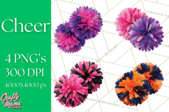 Cheerleader Clipart PNG with Glitter Pom and Color Splash Product Image 1