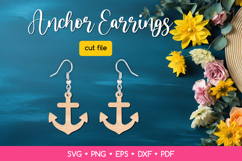 Anchor Earring SVG Cut File, Summer Beach Jewelry Template Product Image 1