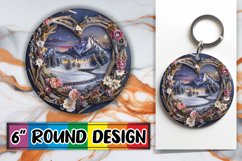 Winter 3D Heart Frame Sublimation Round Design Product Image 1