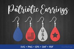 4th of July Earrings SVG For Crafters, Teardrop USA Earrings Product Image 1