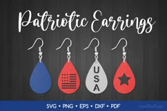 4th of July Earrings SVG For Crafters, Teardrop USA Earrings Product Image 1