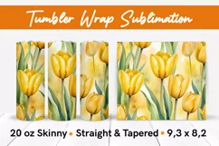 Watercolor Yellow Tulips - Floral Tumbler Wrap Sublimation Product Image 1