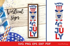 Happy 4th of July Vertical Sign SVG, Patriotic Porch Sign Product Image 1