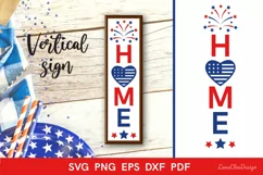 4th of July Home Vertical Sign SVG, Patriotic Porch Sign SVG Product Image 1