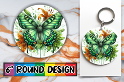 Cozy Circle Car Coaster Sublimation, Butterfly Product Image 1