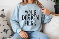 Light Blue Gildan 18000 Sweatshirt Model Mockups Product Image 1