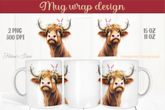 Easter highland cow with bunny mug wrap sublimation design Product Image 1