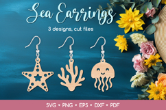 Sea Earrings SVG Cut File, Ocean Jewelry Template Product Image 1