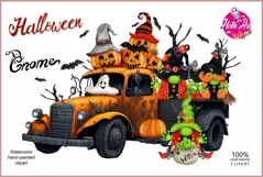 Witch gnomes on pumpkin truck, Halloween Truck, halloween Product Image 1
