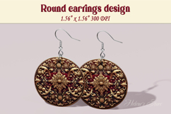 Vintage pattern earrings | Luxury Round Earring sublimation Product Image 1