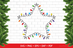 Star Shaped Christmas Lights Frame SVG, Lightbulb Garland Product Image 1