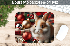 Christmas Rabbit Mouse Pad Sublimation - Animal PNG Design Product Image 1