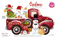 Snowmen and reindeer with gifts on the Christmas truck! Product Image 1
