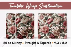 Peonies Flowers - Floral Skinny Tumbler Wrap Sublimation PNG Product Image 1