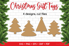 Christmas Tree Shaped Gift Tags SVG - Xmas Hang Tag Template Product Image 1