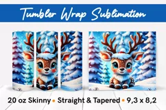 Cute Christmas Little Reindeer - Christmas Tumbler Wrap PNG Product Image 1