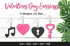 Valentine's Day Earrings SVG Laser Cut, Heart Jewelry Product Image 1