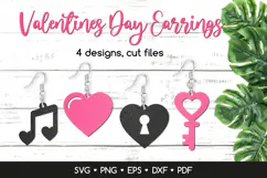Valentine's Day Earrings SVG Laser Cut, Heart Jewelry Product Image 1