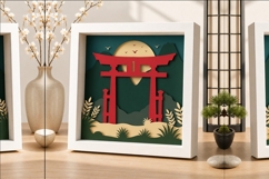 Torii gate shadow box svg 3d papercut frameable wall decor Product Image 2