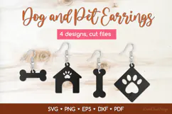 Dog and Pet Earrings SVG Cut Files, Animal Jewelry Template Product Image 1