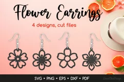 4 Flower Earrings SVG Cut Files - Floral Jewelry Template Product Image 1