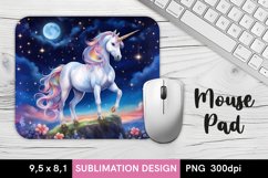 Unicorn on a Starry Night - MousePad Sublimation Design Product Image 1