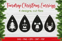 4 Teardrop Christmas Earrings SVG - Christmas Jewelry Product Image 1