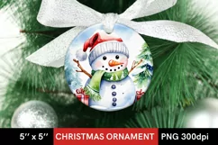 Watercolor Snowman - Christmas Ornament Design PNG Product Image 1
