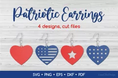 Heart Shaped 4th of July Earrings SVG, Patriotic Earring SVG Product Image 1
