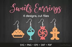 4 Sweets Earrings SVG for Crafters, Funny Jewelry Template Product Image 1