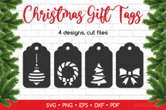 Christmas Gift Tags SVG Cut Files, Papercut Christmas SVG Product Image 1