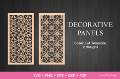 2 Decorative Vertical Panels SVG, Laser Cut Template DXF Product Image 1