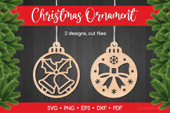 Round Christmas Ornaments SVG, Christmas Ball Laser Cut Product Image 1