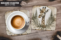Giraffe, Animal coaster, Buffalo Plaid Square Coaster PNG Product Image 1