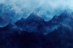 Dark Blue Textured Mountains | Modern Scenic Art Product Image 1