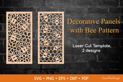 Bee Decorative Vertical Panels SVG, Laser Cut Template DXF Product Image 1