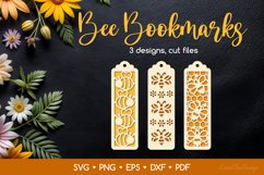 3 Bookmarks with Bee SVG, Bee Papercut Template SVG Product Image 1