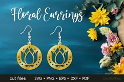 Round Floral Earring SVG Cut File, Floral Jewelry Template Product Image 1