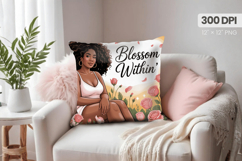 Afro Girl /Woman braided hair Pillow Design, Black Queen PNG Product Image 1