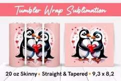 Penguins in Love - Valentine's Day Tumbler Wrap Sublimation Product Image 1