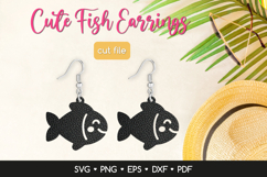 Cute Fish Earring SVG Cut File, Sea Jewelry Template Product Image 1