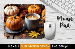 Fall Pumpkins with Coffee - MousePad Sublimation Design Product Image 1