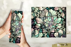STAINED GLASS FLORAL sublimation tumbler wrap design png Product Image 3