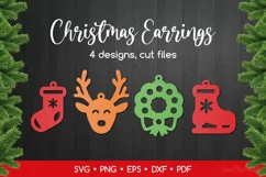 Christmas Earrings SVG - 4 items, Christmas Jewelry Template Product Image 1