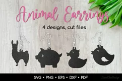 Animal Earrings SVG Cut Files, Lama Earring SVG Product Image 1