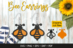 Layered Bee Earring SVG Laser Cut File, Bee Jewelry Template Product Image 1