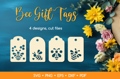 Bee Gift Tags SVG Cut Files, Bee Papercut Tags Template Product Image 1