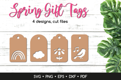 4 Decorative Spring Gift Tags SVG, Paper Cut Tag Templates Product Image 1