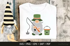 Fishing Gnome SVG Cut File, Fisherman Gnome SVG Product Image 1