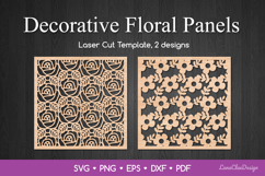 Decorative Square Panels with Floral Pattern SVG Laser Cut Product Image 1